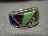 Complexity Galore Vintage Navajo Turquoise Gaspeite Native American Jewelry Silver Ring-Nativo Arts