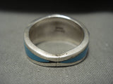 Complexity Galore Vintage Navajo Turquoise Gaspeite Native American Jewelry Silver Ring-Nativo Arts