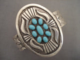 Concho Love Satellite Turquoise Navajo Native American Jewelry Silver Bracelet-Nativo Arts