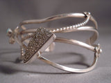 Contemporist Vintage Navajo Pyrite Turquoise Flower Native American Jewelry Silver Bracelet-Nativo Arts