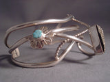 Contemporist Vintage Navajo Pyrite Turquoise Flower Native American Jewelry Silver Bracelet-Nativo Arts