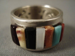 Corn Row Vintage Navajo Ray Adakai Native American Jewelry Silver Ring-Nativo Arts