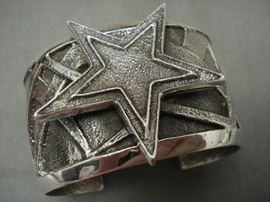 Cowboys Football Navajo 115 Gram Navajo Sterling Native American Jewelry Silver Bracelet-Nativo Arts