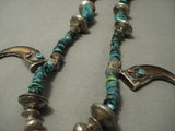 Crazy 209 Grams! Vintage Navajo Green Turquoise Sterling Native American Jewelry Silver Necklace Old-Nativo Arts