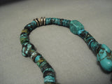 Crazy 209 Grams! Vintage Navajo Green Turquoise Sterling Native American Jewelry Silver Necklace Old-Nativo Arts