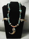 Crazy 209 Grams! Vintage Navajo Green Turquoise Sterling Native American Jewelry Silver Necklace Old-Nativo Arts