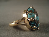 Crazy Vintage Navajo Native American Jewelry jewelry Solid Gold Bisbee Turquoise Ring Old Vtg-Nativo Arts