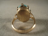 Crazy Vintage Navajo Native American Jewelry jewelry Solid Gold Bisbee Turquoise Ring Old Vtg-Nativo Arts