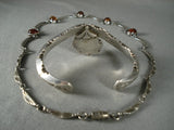 Cute Amber Vintage Navajo Native American Jewelry Silver Necklace Set-Nativo Arts