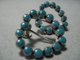 Cute Early Vintage Native American Jewelry Navajo Green Snake Eye Turquoise Sterling Silver Earrings Old-Nativo Arts
