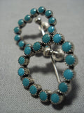 Cute Early Vintage Native American Jewelry Navajo Green Snake Eye Turquoise Sterling Silver Earrings Old-Nativo Arts