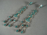 Cute Huge Zuni Green Turquoise Native American Jewelry Silver Earrings-Nativo Arts