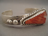 Cute Unique Vintage Paiute Spiny Oyster Sterling Native American Jewelry Silver Bracelet Earrings Set-Nativo Arts