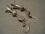 Cute Vintage Navajo Bisbee Turquoise Native American Jewelry Silver Squash Earrings-Nativo Arts