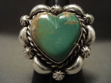 Cute Vintage Navajo Natural Green Turquoise 'Heart' Native American Jewelry Silver Ring-Nativo Arts