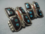 Cute Vintage Zuni/ Navajo Turquoise Sterling Native American Jewelry Silver Coral Earrings Old-Nativo Arts