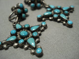 Cute Vintage Zuni Snake Eyes Turquoise Native American Jewelry Silver Earrings Old-Nativo Arts