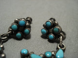 Cute Vintage Zuni Snake Eyes Turquoise Native American Jewelry Silver Earrings Old-Nativo Arts