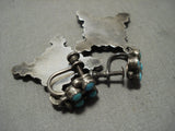 Cute Vintage Zuni Snake Eyes Turquoise Native American Jewelry Silver Earrings Old-Nativo Arts