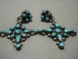 Cute Vintage Zuni Snake Eyes Turquoise Native American Jewelry Silver Earrings Old-Nativo Arts