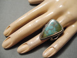Important Vintage Native American Navajo Damale Turquoise Sterling Silver Ring-Nativo Arts