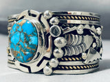 Native American One Of The Most Detailed Gold Sterling Silve Rturquoise Bracelet-Nativo Arts