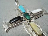 Marvelous Zuni Turquoise Sterling Silver Cross Pendant Native American-Nativo Arts