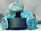 Native American 692 Gram Turquoise Slab Sterling Silver Rich Jim Signed Concho Belt-Nativo Arts