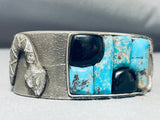 Native American Heavy Snake Vintage Navajo Turquoise Sterling Silver Bracelet-Nativo Arts