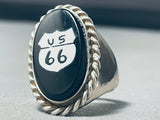 Important Cal Desson Vintage Native American Navajo Route 66 Sterling Silver Heavy Ring-Nativo Arts