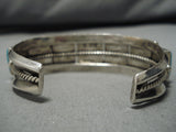 Tremendous Vintage Native American Navajo Square Turquoise Harrison Jim Sterling Silver Bracelet-Nativo Arts