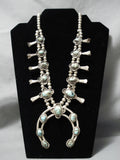 Carico Lake Vintage Native American Navajo Turquoise Sterling Silver Squash Blossom Necklace-Nativo Arts