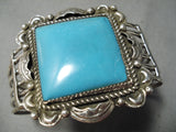 Magnificient Vintage Native American Navajo Old Kingman Turquoise Sterling Silver Bracelet-Nativo Arts