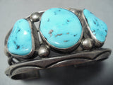Dazzling Vintage Native American Navajo Morenci Turquoise Sterling Silver Bracelet-Nativo Arts