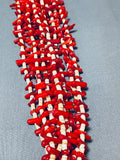 Native American Important Rye Whitegoat Half And Half Turquoise Coral Necklace-Nativo Arts