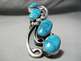 One Of The Biggest Native American Navajo Carico Lake Turquoise Sterling Silver Ring-Nativo Arts