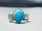 Fabulous Vintage Native American Navajo Blue Diamond Turquoise Sterling Silver Ring-Nativo Arts