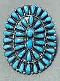 Magnificent Vintage Native American Navajo Turquoise Sterling Silver Ring Signed-Nativo Arts