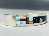 Signed Midnight Sky Native American Navajo Turquoise Sterling Silver Bracelet-Nativo Arts