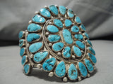 One Of The Best Vintage Native American Navajo Teardrop Turquoise Sterling Silver Bracelet Old-Nativo Arts