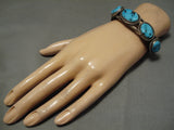Stunning Vintage Native American Navajo Old Kingman Turquoise Sterling Silver Bracelet Old-Nativo Arts