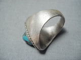 Heavy Vintage Native American Navajo Kingman Turquoise Sterling Silver Ring Old-Nativo Arts