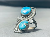 Very Rare Easter Blue Turquoise Vintage Native American Navajo Sterling Silver Ring-Nativo Arts