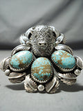 Biggest Native American #8 Turquoise Buffalo Sterling Silver Ring-Nativo Arts