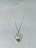 Unique Vintage Native American Navajo Turquoise Sterling Silver Hand Necklace-Nativo Arts