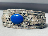 Quality Vintage Native American Navajo Lapis Sterling Silver Leaf Bracelet-Nativo Arts