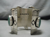 Astounding Vintage Native American Navajo Wide Royston Turquoise Sterling Silver Bracelet-Nativo Arts