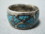 Marvelous Vintage Navajo Turquoise Sterling Silver Ring Native American Old-Nativo Arts