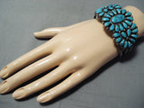 Signed Justin Wilson Vintage Native American Navajo Turquoise Sterling Silver Bracelet-Nativo Arts