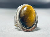Spectacular Vintage Native American Navajo Tigers Eye Sterling Silver Ring-Nativo Arts